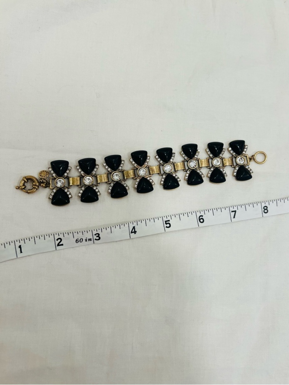 J Crew Gold-Tone Bracelet with Black Accents and Clear Crystals